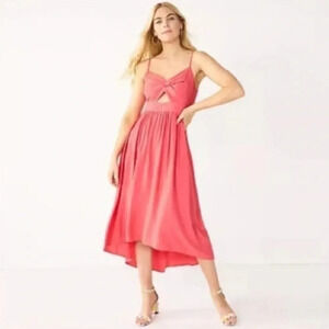 Nine West | Dark Coral Pink Sleeveless Midi Cocktail Party Dress Size Medium M
